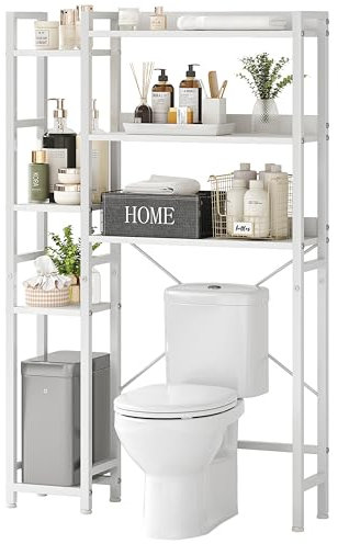 MUTUN Over Toilet Storage Unit, 3-Tier Bathroom Shelves, Industrial Bathroom Organizer Over The Toilet, Toilet Storage Rack, White