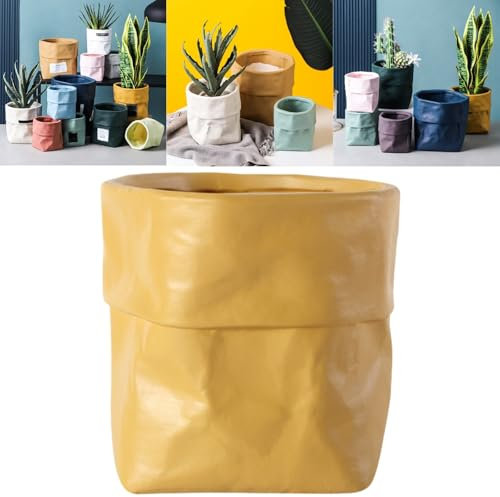 Boxonly Pflanztopf für den Innenbereich, 17 cm (groß) Keramik-Pflanzgefäß mit Drainageloch und Netz-Pad - Moderner dekorativer Blumentopf mit befestigtem Untersetzer, perfekt für Zuhause und Büro,