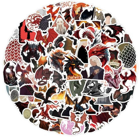 110 Pcs House of The Dragon Stickers for Laptop, Cool Decals for Teens Kids Boys Skateboard Phone