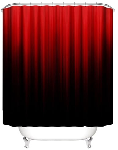 HNBFKD Rot-schwarzer Duschvorhang mit Farbverlauf, Dekoration für die Badewanne im Badezimmer zu Hause, maschinenwaschbar, strapazierfähiges Polyestergewebe mit Haken 240x160cm/94x63in(WxH)