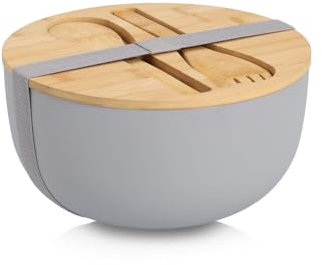 Zeller 25674 Salatschüssel-Set, 4-tlg., Bambus/Kunststoff FSC 100%