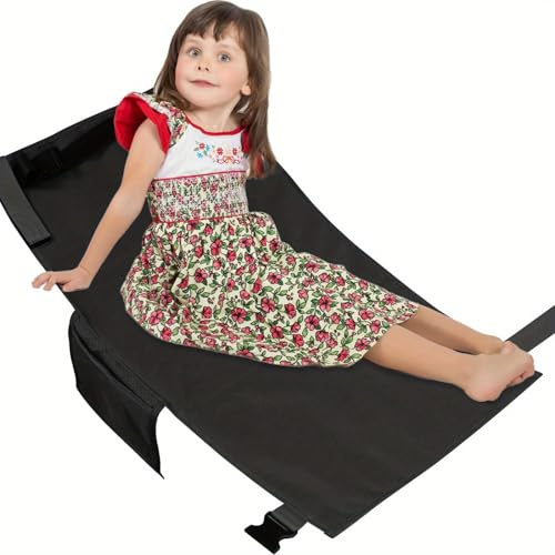 Flugzeug Kinder Schlafen Bett 79 * 44 cm Tragbare Baby Travel Bed Airplane | Flugzeugsitz Verlängerung Sitzverlängerung für Flugzeug Faltbar Airplane Children Bed für Kurzstrecken Flugreisen, Schwarz