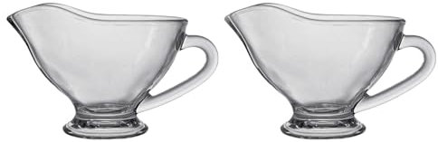 Glass Gravy Boat Set of 2,200ML,Glass Gravy Boat Sauce Server with Handle Transparent Sauciere Durable Multi Functional Dressing Container Ideal for Cream Sauces Olive Oil Dining Kitchen Perfect