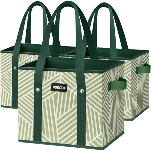 DSDCDJ Einkaufskorb Faltbar 3er Pack, Einkaufstasche Stabil mit Henkel und verstärktem Boden, Tragetasche, Picknickkorb, Transportkiste, Tragekorb, Wieder verwendbare Einkaufsbox, 33x26x28cm