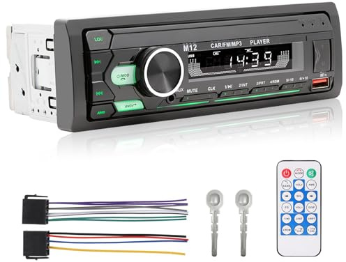 ePathChina Car Audio Bluetooth LCD Single DIN Car Stereo, 12V Car Radio MP3 Player with Hands-Free, Dual USB, Voice Assistant & App Control, Supports FM/MP3/WMA/FLAC/AUX/TF
