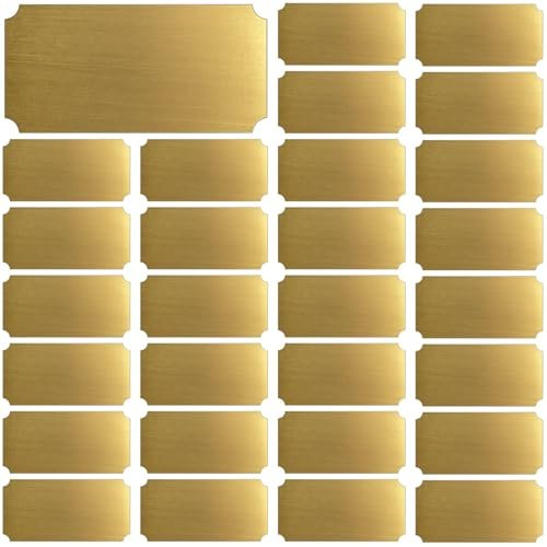 Etiquetas adhesivas doradas, 30 unidades, placas de identificación grabadas de acero inoxidable cepillado, 10 cm x 5 cm, fuente de luz, placas de etiquetas inoxidables para grabado y grabado