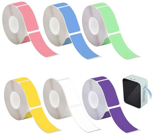 MAXMURYS 6 Farben, 960 Etiketten – Thermodrucker Etiketten 12 x 40 mm, selbstklebend, Wasser- und ölbeständig, kompatibel mit verschiedenen Druckern, ideal für Organisation, Büro, und Heimgebrauch