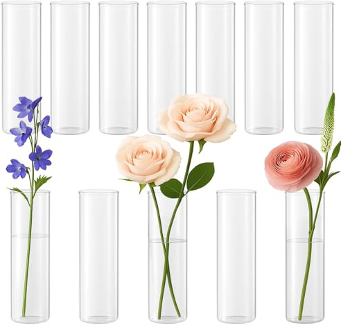 GREENSAPPIRE Zylinder Vase Glas 24er Kleine Vasen Transparent Glasvasen für Hochzeitsdekorationen, Schwimmender Kerzenständer Home Tisch Deko Glasvasen (24 Stück)