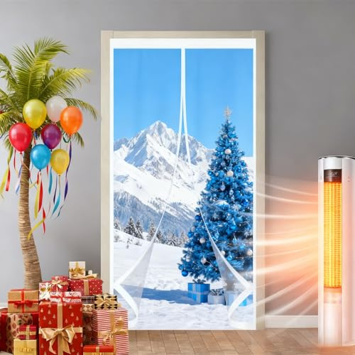 Invierno Cortina Termica 305 x 300 cm Prueba de Viento Impermeable, Aislante Frio y Calor en Transparente Cocina Tela Opaca Insonorizada para Estar Balcón Sala, A