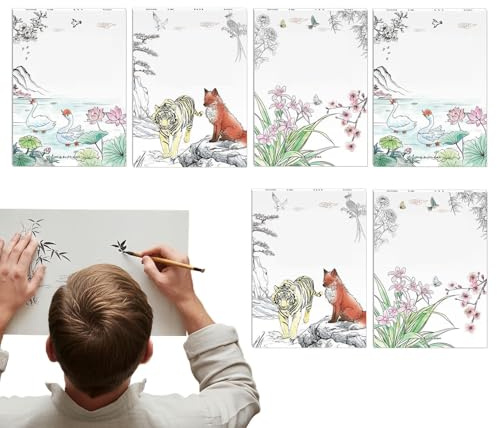 Youngwier Aquarell Malbücher,6 Anleitungen Zum Malen Mit Wasserfarben - Chinesische Aquarell Malvorlagen - Kinder, Mädchen, Teenager, Anfänger, Reisen, Schule, Kunst, Basteln und