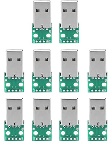 Zerodis Industrial Connectors to DIP Adapter Board, 4 Pin Module for USB Power Supply and Breadboard Design, 10 Pcs USB Type A Male Plug
