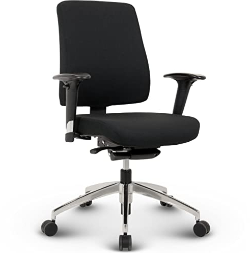 VERSEE Bürostuhl Basic mit ergonomisch geformter niedriger Rückenlehne aus Stoff in Schwarz - Für Büro, Home-Office - Belastbar bis 150kg