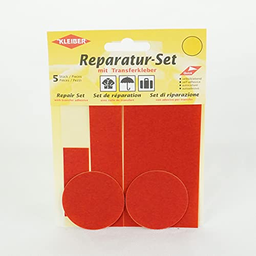 Kleiber 5-er Set Selbstklebende Ausbesserungsflicken für Bekleidung aus Nylon, rot