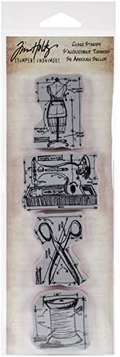 Stampers Anonymous Tim Holtz Mini-Blueprints Streifen-Haftstempel, 7,6 x 25,4 cm, Nähen