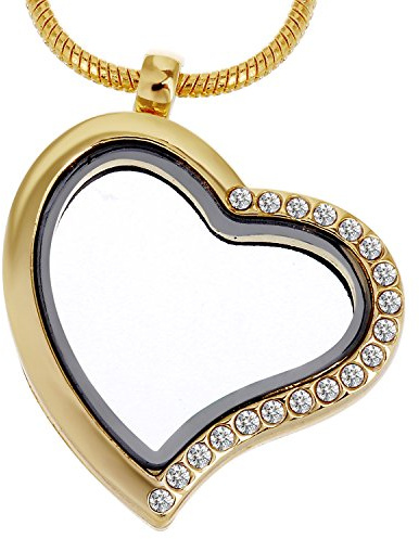 RUBYCA Living Memory Medaillon Schlangenkette Halskette Kristall schwimmender Charm DIY