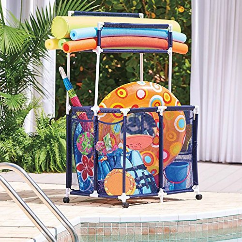 Improvements Pool-Spielzeug-Aufbewahrungsbehälter mit Nudelhalter für Flossen, Westen, Bälle, Floaties, Handtücher