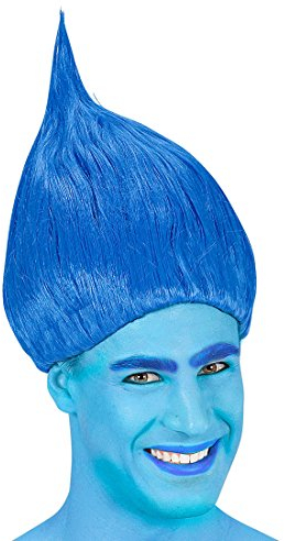 NET TOYS Fantasy Troll Perücke Cosplay Karnevalsperücke blau Trolls Perücke Zwerg Kobold Faschingsperücke