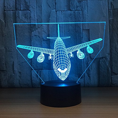 Jinson well 3D Plane flugzeug licht Lampe optische Illusion led Nachtlicht, 7 Farbwechsel Touch Switch Tisch Schreibtisch Dekoration Lampen USB Kabel kreatives Spielzeug