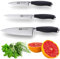 Taylors Eye Witness Syracuse Kitchen Knife 3pce Set - Paring 9cm/3.5”, Chefs 15cm/6” & Cooks All Purpose 13cm/5” Cutting Edge. Ultra Fine, Razor Sharp Blade. Soft Textured Grip Matte Black Handle.