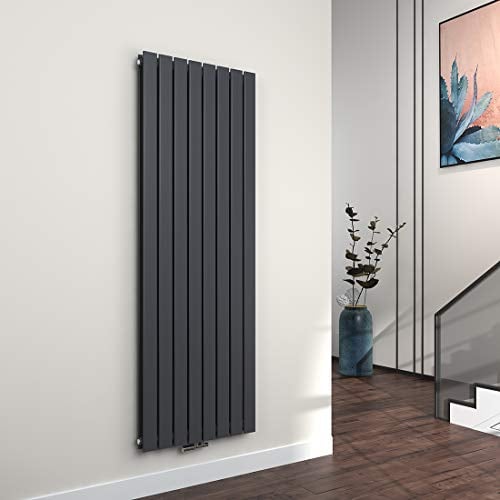 EMKE Vertikal Heizkörper 1800x620mm, Heizkörper Flach Paneelheizkörper Doppellagig Flachheizkörper Mittelanschluss Heizung Anthrazit 2227W