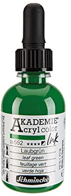 Schmincke - AKADEMIE Acryl color INK, Laubgrün, 50 ml, 23 552 024, flüssige Acryl color-Farbe, pigmentierte Acryltinte zum Malen, Schreiben, Airbrush