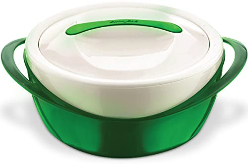 Pinnacle Large Insulated Casserole Dish with Lid 2.6 qt. Elegant Hot Pot Food Warmer/Cooler -Thermal Soup/Salad Serving Bowl Stainless Steel Hot Food Container–Best Gift Set for Moms –Holidays Green