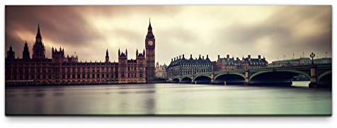 Eau Zone Leinwandbild auf Echtholzrahmen London 120x40cm
