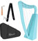 Leierharfe, 15 Saiten, 55,9 cm, massives Birkenholz, Musikinstrumentenhöhe für Erwachsene und Kinder, Anfänger, mit Stimmschlüssel, schwarzer Gigbag-Gurt (blau)