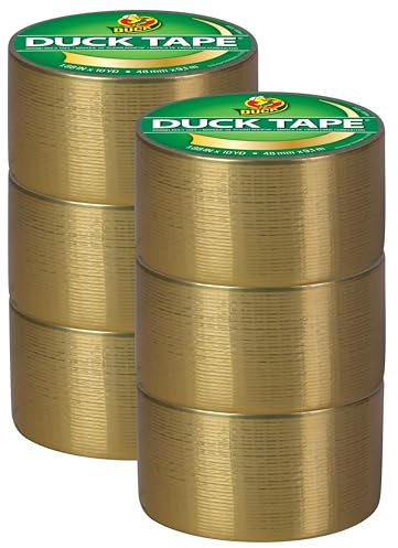 Duck Tape Gewebe-Klebeband, einfarbig, Gold, 48 mm x 9,1 m, 6 Stück
