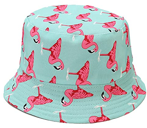 Umeepar Fischerhut Sonnenhut 2 in 1 Wendbares Sommerhut Hut for Damen Herren (Flamingo Mintblau)