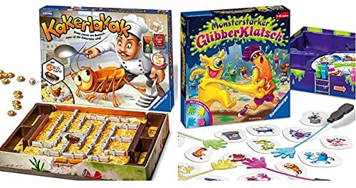Ravensburger 22212 - Kakerlakak - Kinderspiel mit elektronischer Kakerlake für Groß und Klein & Kinderspiel 21353 - Monsterstarker Glibber-Klatsch - Gesellschafts- und Familienspiel