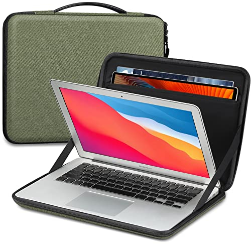 FINPAC Hard Laptop Sleeve Case for 13.6-14 Inch MacBook Air/Pro M3/M2/M1, Shockproof Carrying Cover Bag With Tablet Pocket for 9.7-12.9 iPad
