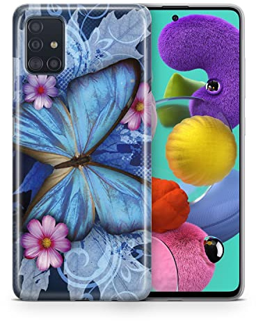 König Design Handyhülle kompatibel mit Samsung Galaxy S20 Plus Silikon Case Hülle Sturzsichere Back-Cover Handyhülle Schmetterling Blau