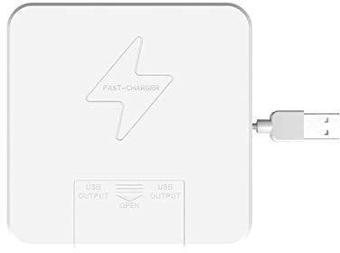 Invisible Wireless Charger, USB3.0 Fast QI Standard Embedded Hidden Wireless Charging Station 15W with Dual USB Charging Ports, Compatible with iPhone 12,11, Sams-ung S10,S9 etc (White)