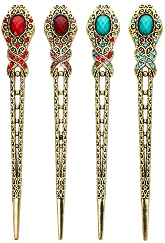 4 Stücke Antike Haarnadel Chinesische Damen Haar Stäbchen Damen Bronze Haarstab Retro Vintage Haarnadel Für Die Tägliche Haardekoration