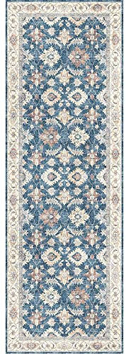 THE RUGS - Soft Washable Rugs & Runners for Living Room, Bedroom, Kitchen Hallways Vintage Design Atlas Collection | Blue 180x60 cm