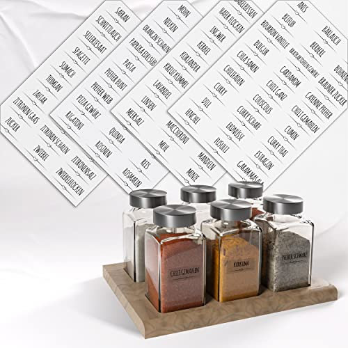 colortouch Gewürzetiketten Selbstklebend - Aufkleber - 108 Stück Vorratsetiketten (Deutsch) - Gewürzdosen Etiketten - Gewürz Sticker - Wasserdicht Küchenetiketten - Transparent Schwarz