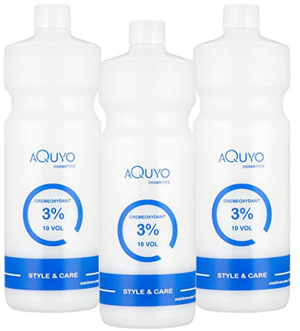 Creme Oxydant Entwickler 3% 1000ml (10 Volumen) für Haarfärbung, Haartönung oder Blondierung (3er Pack) | Oxidationscreme mit Wasserstoffperoxid H2O2 | Oxidant ist frei von Duftstoffen