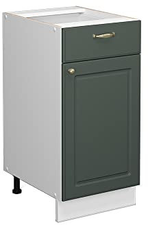 Vicco Küchenunterschrank Fame-Line, Grün-Gold Landhaus/Weiß, 40 cm ohne Arbeitsplatte