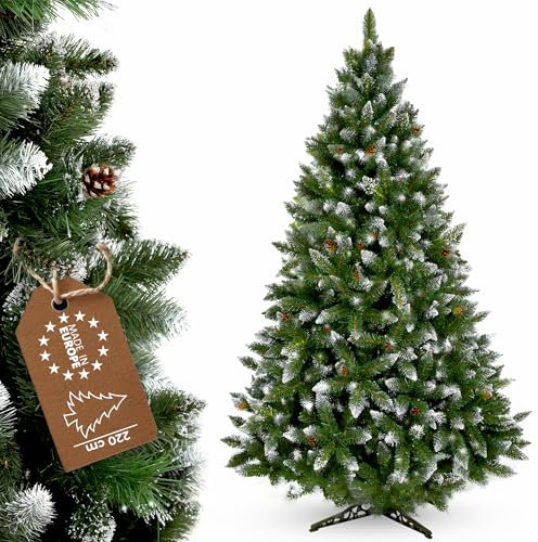 KADAX Künstlicher Weihnachtsbaum 220 cm, Made in EU, Realistischer Weihnachtsbaum aus PVC-Folie, Naturgetreuer Christbaum, Kunsttanne mit stabilem Plastikständer, Kunsttannenbäume (Pia 220cm)