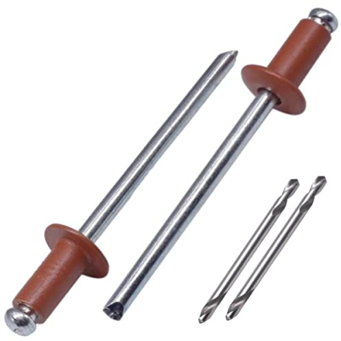 SKIR'CO (800 pcs) Painted Blind Rivets 4.0 x 8 mm, Aluminium Pop Rivets, Drill Bits Included (Copper Brown RAL 8004)