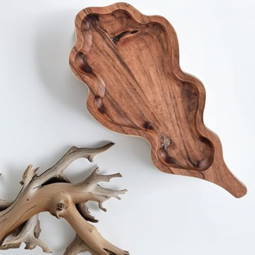 Marrakesch Ring Schale Servierschale aus Holz 30x14cm lang | Schmuckschale für Schminktisch | Schlüsselschale Nussschale Leaf modern als Tischdeko Deko Aesthetic