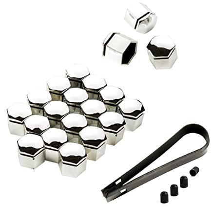 LST 20x Sechskant Radschraube Abdeckkappen Felgen Kappen Set 19 mm chromfarben
