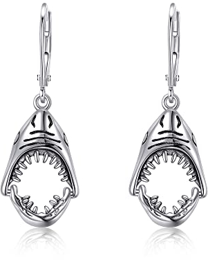 ONEFINITY Hai Dangle Ohrringe 925 Sterling Sliver Hai Geschenke Ozean Schmuck für Frauen