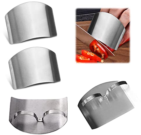 AYNKH 2PCS Kitchen Gadgets Finger Guard, Stainless Steel Hand Protector Ring Safety Shield for Meat Vegetable Fruit Slicing Dicing Chopping Cutting