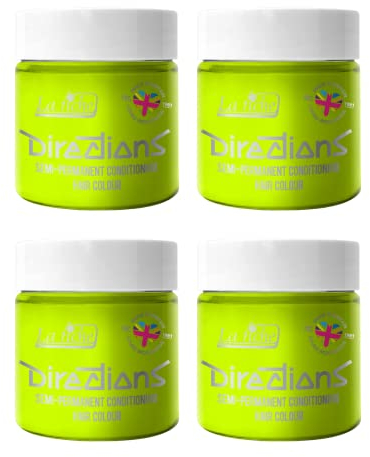 4 x La Riche Directions Semi-Permanent Hair Color Bote de 100 ml (Fluorescent Lime)