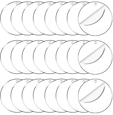Senbota Lot de 50 feuilles rondes vierges en acrylique - Cercles transparents pour étiquettes décoratives, porte-clés, projets de peinture, travaux manuels (127, 7,6 cm)