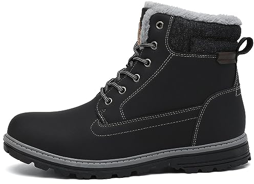 Mishansha Winterschuhe Herren Gefüttert Winterstiefel Damen Outdoor Wanderschuhe Schneestiefel Warm Rutschfest Winter Boots Tiefschwarz 43 EU
