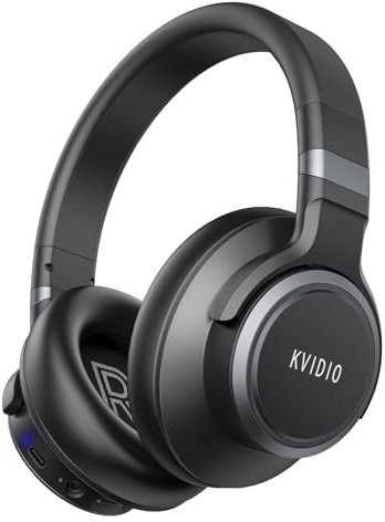 KVIDIO Auriculares con cancelación activa de ruido, 70 horas de reproducción, auriculares Bluetooth inalámbricos con micrófono, modo de transparencia, graves profundos y sonido estéreo de alta