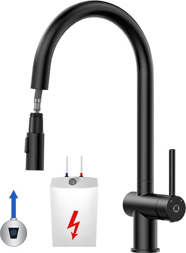 CECIPA Niederdruck Armatur Küche Schwarz, Küchenarmatur Ausziehbar mit 2 Strahlarten, Wasserhahn 3 Anschlüsse, Küchenwasserhahn, Spültischarmatur Niedrigdruck, Mischbatterie für Boiler
